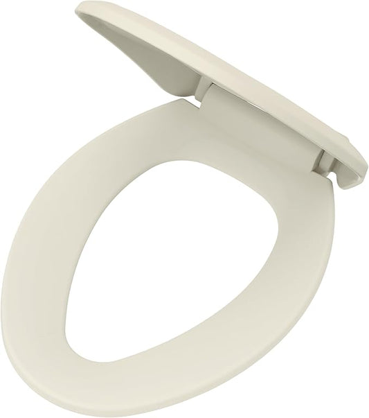 Gerber Elongated Toilet Seat with Cover, Soft Close, No Slam, Quick & Easy Install, Heavy-Duty Plastic, Adjustable Fit for Standard Elongated Toilets, Durable & Fade-Resistant, Biscuit G009921309