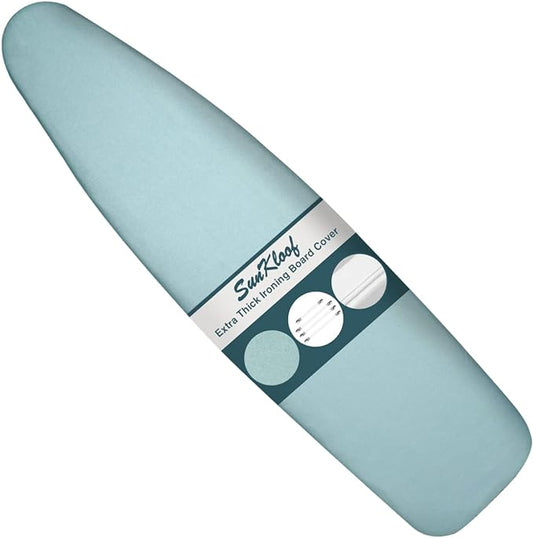 Ironing Board Cover and Pad, Resist Scorching and Staining, 15x54 Reflective Silicone Ironing Board Cover with Thick Padding Extra Thick with Elastic Edges 4 Fasteners