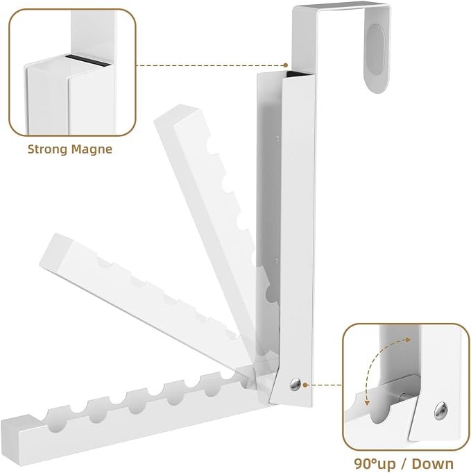 2 Pack Over The Door Hanger, Folding Over The Door Drying Rack, Over The Door Hooks, Door Hanger for Clothing, Over The Door Clothes Hanger,Portable Compact Clothes Drying Rack,White