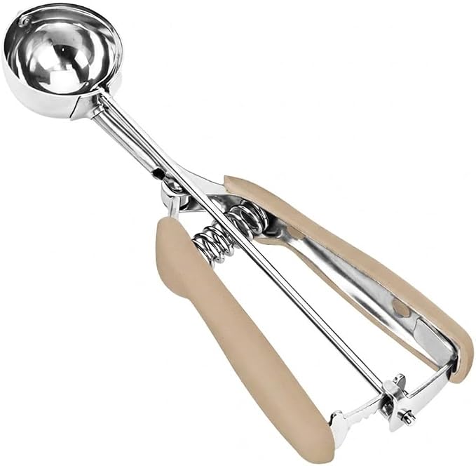 Ice Cream Scoop, 18/8 Stainless Steel Cookie Scoop, Cookie Scoops for Baking, 2 Tbsp/ 30 ml/ 1 oz Cookie Dough Scoop, Ice Cream Scooper with Trigger Release, Cookie Scooper for Baking(#40 Brown)