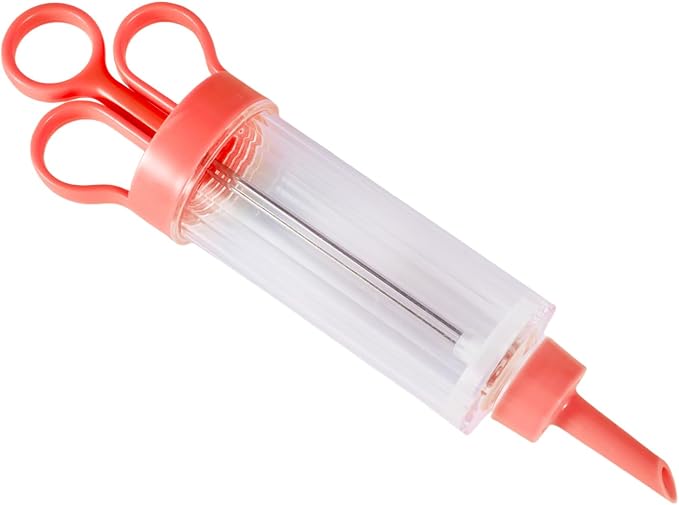 Cupcake Injector/Decorating Icing Set, 9-Piece Set, Stainless Steel Laminating gunCookie gunSqueeze cookie makerCream laminating gunLaminating nozzleSoluble beansBaking tools (Red 9pcs)