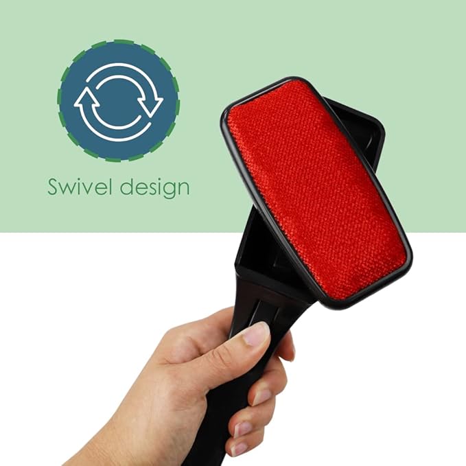 Lint Remover for Pet Hair (2 Pack), by Home Basics: Swiveling Lint Brushes for Clothes and Furniture | Plastic Garment Brush (Red)