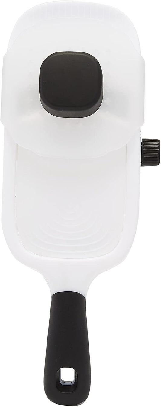 Amazon Basics Hand-held Safe Mandoline Slicer for Vegetables and Fruits, Adjustable Thickness, Stainless Steel Blade, White, 11.3" x 4.5" x 2.5"