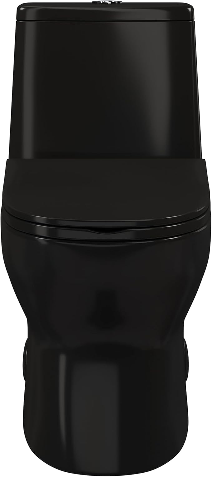 Ivy One Piece Toilet Dual Vortex Flush in Glossy Black 1.1/1.6 gpf