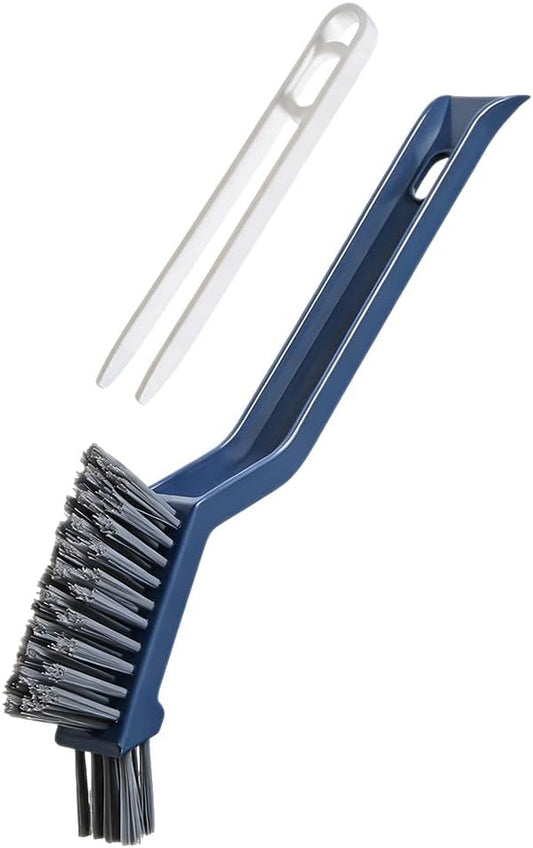 3-in-1 Grout Brush and Crevice Cleaner,with V-Shaped Bristles & Hair Clip-Multi-Surface Gap Cleaning Tool for Bathroom Tiles,Kitchen,Window Tracks,and Narrow Corners (Blue)