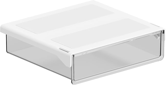 Clear Storage Drawer – 25° Tilted Front, Self-Adhesive Organizer for Bathroom, Kitchen & Office (Large)