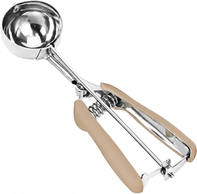 Ice Cream Scoop, Cookie Scoop, 4 Tbsp/ 60 ml/ 2 oz Cookie Scoops for Baking, 18/8 Stainless Steel Cookie Scooper for Baking, Ice Cream Scooper with Trigger Release, Cookie Dough Scoop (Brown)