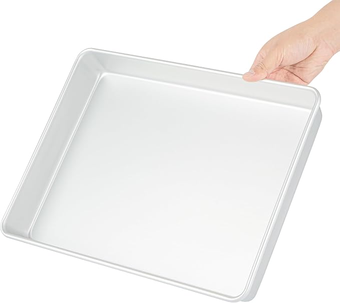 Restaurantware-Met Lux 15 x 12 x 2 Inch Straight-Sided Baking Tins, 12 Rectangular Cake Pans - Oven-Ready, Freezable, Anodized Aluminum Baking Sheet Cake Pans, Greaseproof, For Birthday Cakes