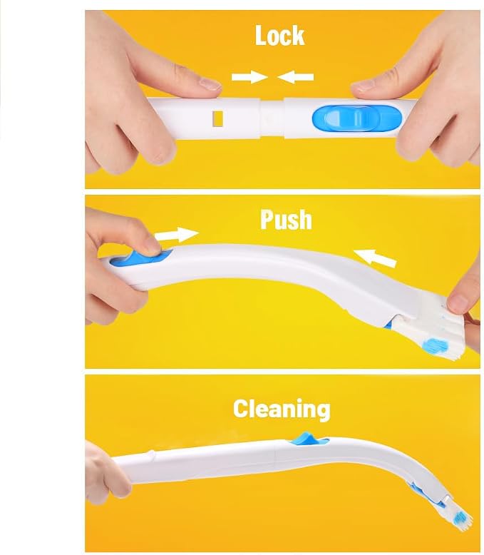 Disposable Toilet Bowl Brush Holder System with Flushable Refill Pads | Flushable, Disposable, Easy to Use, With 1 Toilet Brush+1 Holder+1 Cleaning Glove+12 Refills