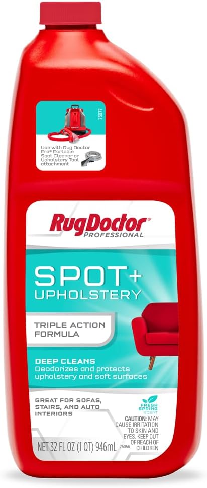 Rug Doctor Spot + Upholstery Triple Action Cleaner 32 oz | Oxy Powered Spot Cleaning Formula, Deep Cleans, Protects,and Deodorizes Soft Surfaces and Upholstery