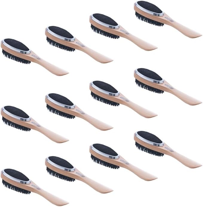 Superio Lint Brush for Clothes,12-Pack,3 in 1 Garment Brush - Double Sided Wood Handle,Clothes Brush,Lint Brush for Suit,Wool Coat,Removes Pet Lint and Dust and Shoe Horn