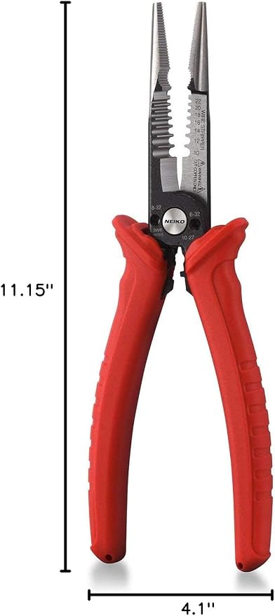 NEIKO 02038A 6-in-1 Wire Service Tool | 8-1/2" Length | Gripper, Crimper, Stripper, Cutter, Extractor, Electrician Pliers