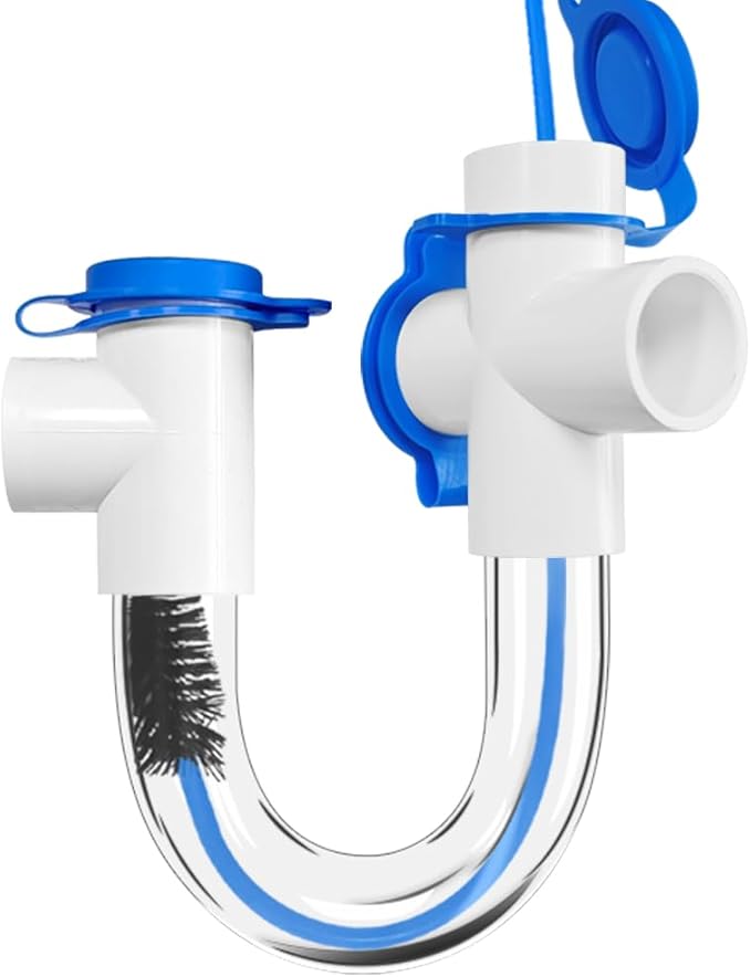 3/4 Clear PVC U Trap Pipe Fitting Connector for HVAC Condensate Drain System with Cleaning Brush