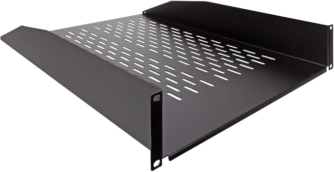 NavePoint 2U 19-Inch Universal Vented Rack Mount Cantilever Fixed Server Cabinet Shelf 22-Inches Deep Black