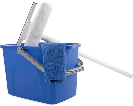 Unger - 978902 Window Washing Starter Kit with 2-in-1 Microfiber Combi, Collapsible Pole, Microfiber Cloth, and Bucket