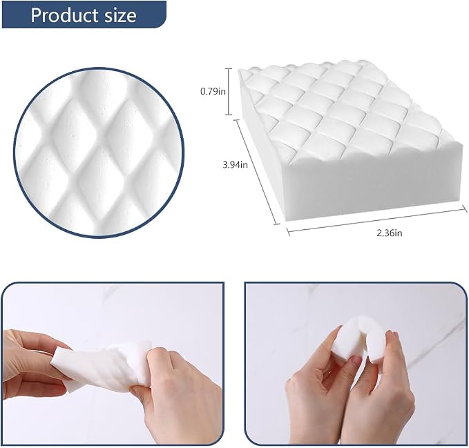 Magic Sponge Erasers, 100 Pack 2X Density Melamine Foam Pads for Cleaning | Just add Water,Easy to Clean & Easy to Use,for Kitchen, Bathroom, Bathtub, Sink, Wall Cleaner