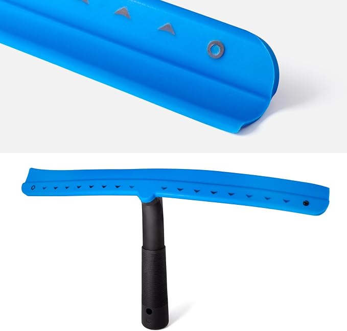 FOSHIO 15 inch Blue Windshield Squeegees, All-Purpose Streak-Free Silicone Squeegee for Window, Bathroom, Glass Shower Doors, Mirror, Car Window