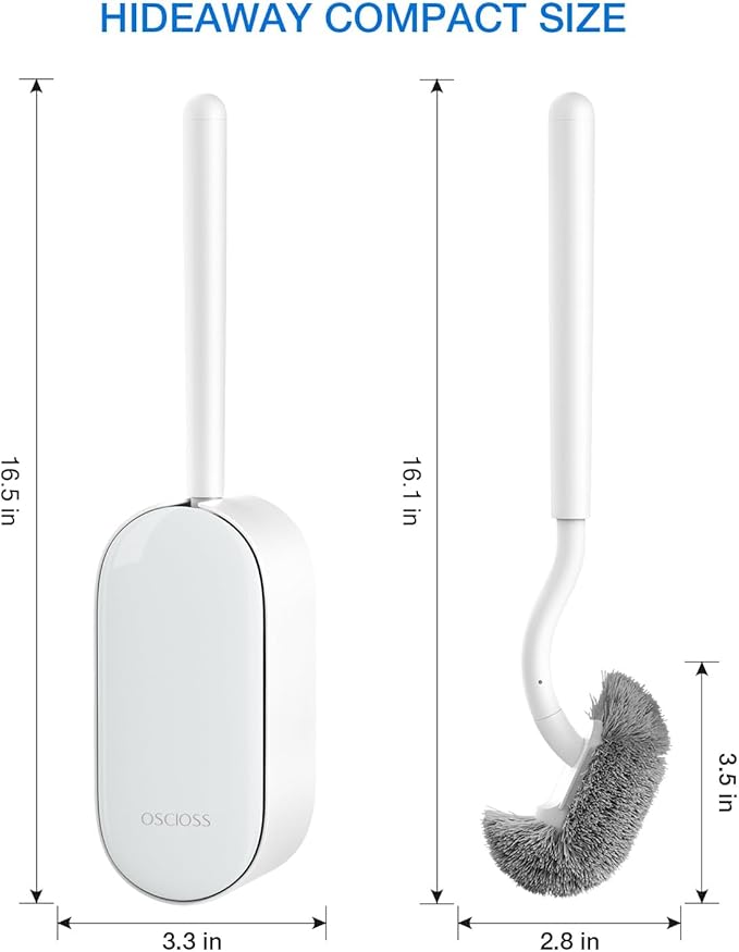 Bathroom Toilet Brush, OSCIOSS Toilet Cleaner Brush [2 Pack] with Ergonomic Design, Compact Size, Durable Bristles, Wall Mounted RV Toilet Brush for Bathroom Cleaning
