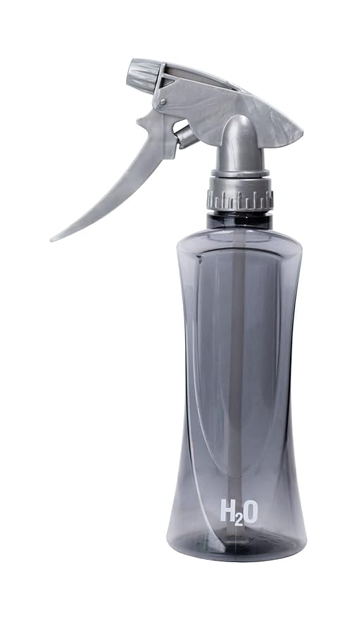 Cricket H2O Water Spray Bottle for Hair Mist – Continuous Stream, Adjustable Nozzle & Stronger Spray Bottles, Durable Aluminum, Refillable for Hair Styling & Barber Use – 10 oz, Smoke Grey