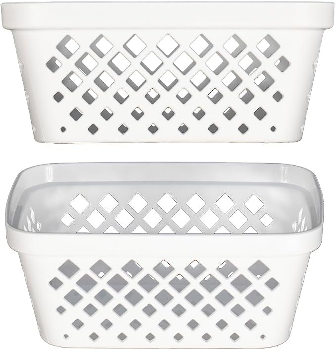 Glad Plastic Storage Basket Set - Multipurpose Drawer Trays, Kitchen Pantry Containers, and Bathroom Bins - 9 Pack Small Organizers, White, 6.25" L x 4.6" W x 2.7" H
