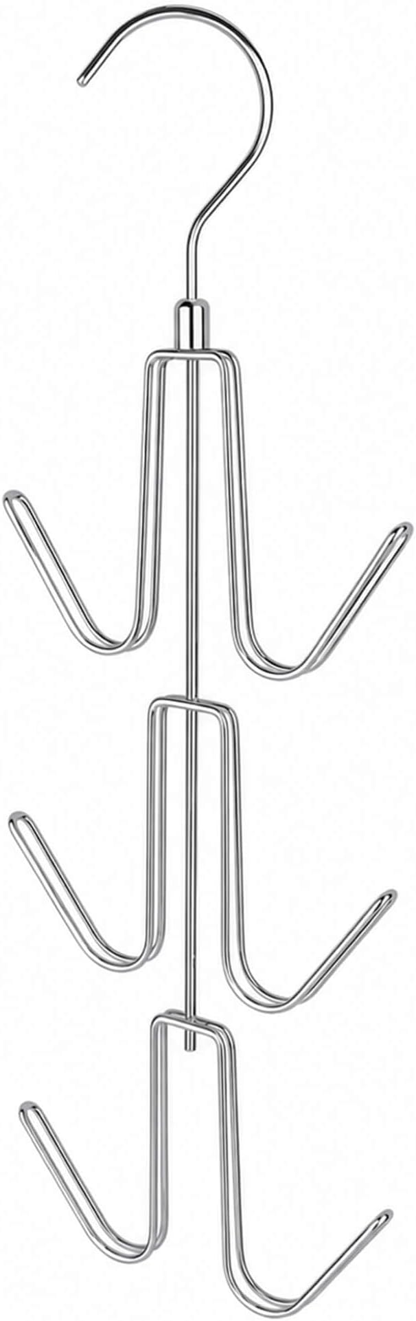 ZEDODIER Purse Organizer for Closet, Heavy-Duty Hanging Purse Hanger Closet Holds Up to 6 Purses, Metal Rotating Space Saving Bag Holder Handbag Storage Hook Backpack Rack, Silver