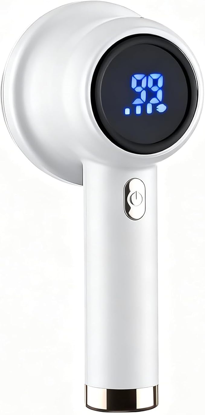 Rechargeable Fabric Shaver with LED Display, 3-Speed Electric Lint Remover for Clothes and Furniture (White)-WDED