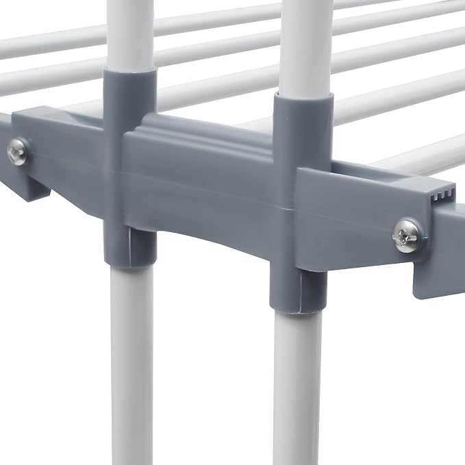 Clothes Drying Rack, 4 Tier Foldable Laundry Drying Rack, 67.72 inch Tall Movable Clothes Airer with Two Side Wings, Metal Clothes Rail for Bedrooms Lofts Balconies Patios Hallways Bathrooms