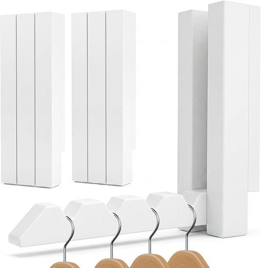 2 Pack Clothes Drying Rack Wall Mounted,Space Saver Wood Wall Mounted Folding Clothes Hanger Rack for Laundry Room,Bathrooms,Closet Storage Organization,Easy to Install