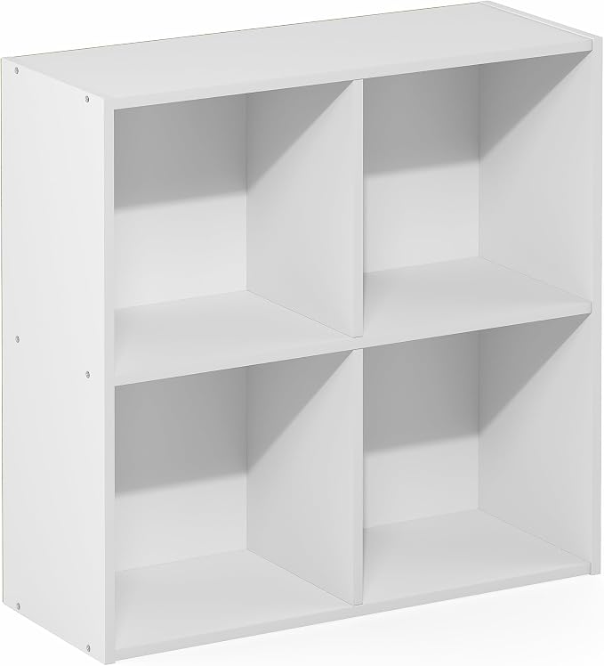 Furinno Reed 4-Cube Closet Organizers and Storage, White | Closet Storage, Closet Organizer for Bedroom, Study Room, Hallway