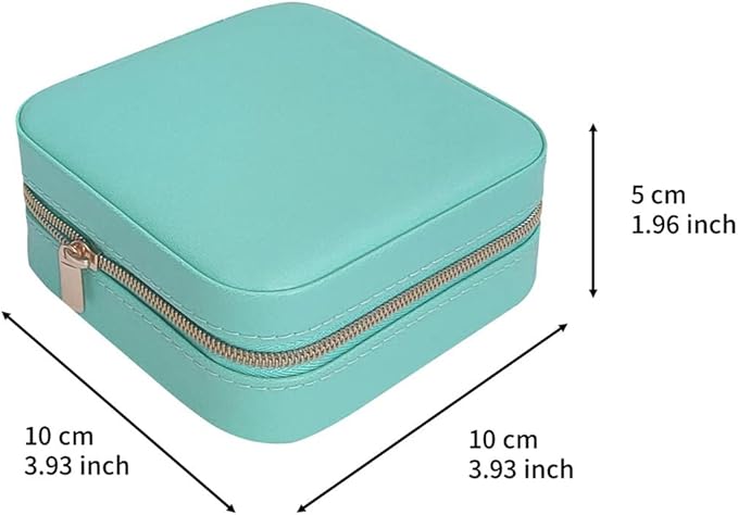 TRODANCE Jewelry Case with Mirror, Small Travel Jewelry Organizer, Portable Mini Storage Box for Rings, Earrings, Necklaces (Blue)