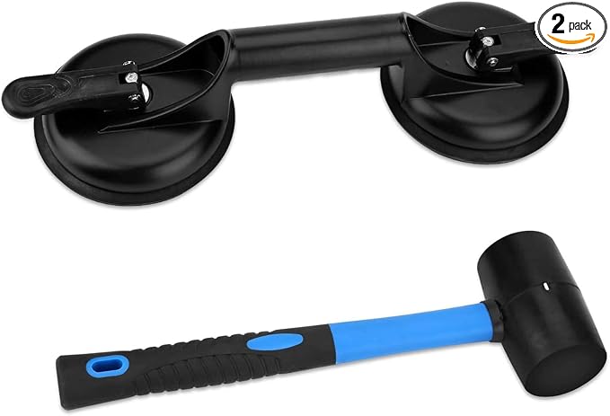 FCHO Floor Gap Fixer Tool for Laminate Floor Gap Repair Include Suction Cup and Mallet (Can't use on scraped surface floor) | Vinyl Floor Gap Repair Tool With Suction Cup Mallet Can't use on scraped surface floor, Smooth Surface Use