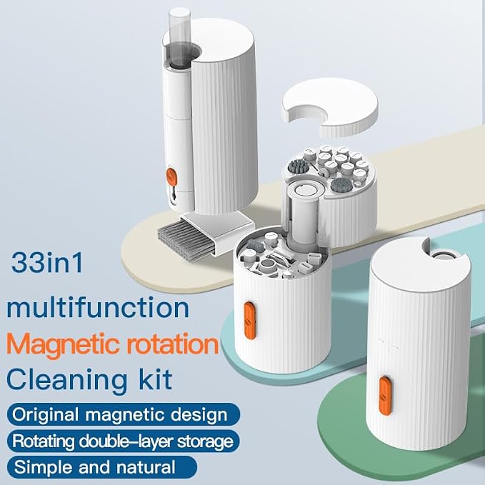 GK GAMAKAY 33 in 1 Multifunctional Cleaning Kit for Electronic Devices | Keyboard Cleaning Brush, Headphones Cleaner Kit for AirPods, Multi-Tool for Cleaning Laptop Earbuds Camera Cellphones (White)