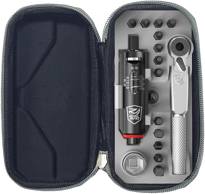 Real Avid Smart-Torq & X3 Driver Kit - Adjustable Limiter 15-65 In-Lbs, 3-in-1 X3 Driver Ratchet, T-Handle, Screwdriver, 12 Bits in a Compact Case