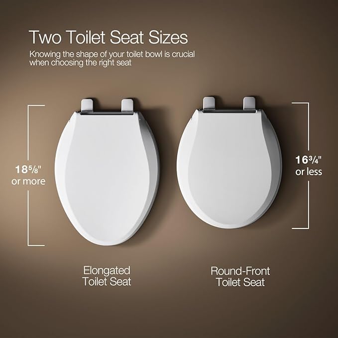 KOHLER 25875-96 Hyten 3" Height, Elevated Soft Close Elongated Toilet Seat, Contoured Seat with Grip-Tight Bumpers, Quick-Attach Hardware, No Slam Toilet Seat, Biscuit (Pack of 2)