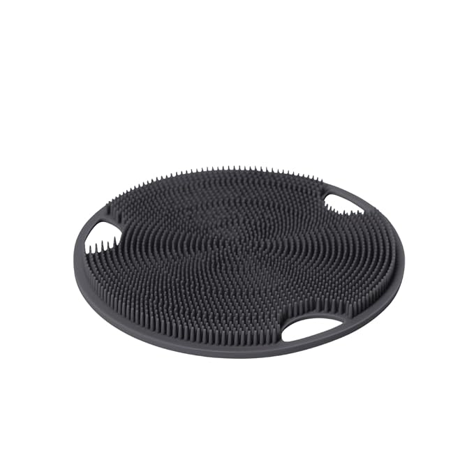 Boie USA Flat Body Scrubber - Hygienic, Exfoliating Loofah Alternative - Feels Like Silicone Scrubber Gentle on Sensitive Skin, Hypoallergenic, BPA- & Latex-Free, Made in The USA (Charcoal)