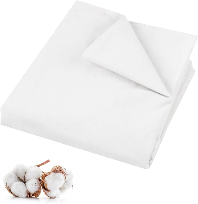 100% Cotton Muslin Fabric, 59 Inch X 2 Yards White Fabric by The Yard | Medium Weight, Easy Care, Fabric for Sewing Embroidery , Garments, Crafts Material, Apparel Cloth