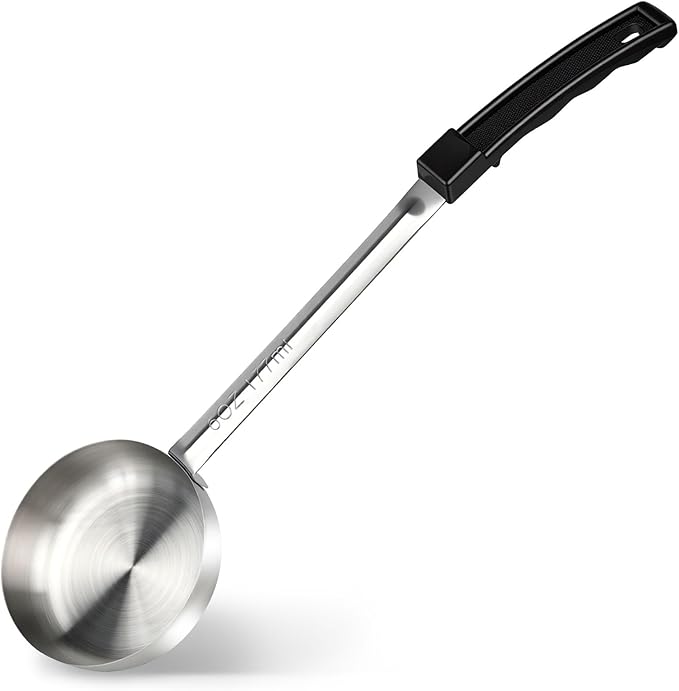 6 Ounce Solid Stainless Steel Portion Control Ladle Spoon - Pizza Sauce Serving Spoons Portion Ladle for Sauces, Perfect for Weight Watchers, Buffets, Parties