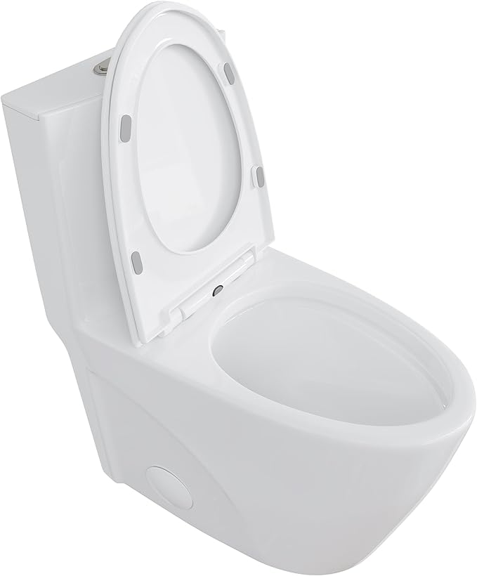 Eridanus Elongated One Piece Toilet with Powerful Siphon Dual Flush 1.1/1.6 GPF, 12" Rough-In Modern Bathroom Toilets with Comfort Soft Closing Seat Height 17", ADA Compliant Bowl, White
