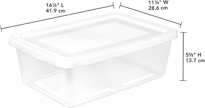 Sterilite 45 Pack Storage Box, 12 Quart Stackable Tote, Clear Plastic Container with Secure Snapping Lids for Home and Office Organization, White