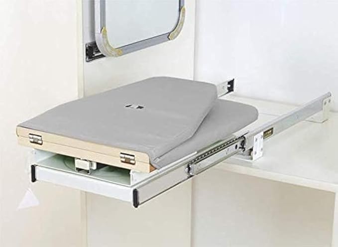 Hiding Ironing Board Foldable Ironing Station in Cabinet for Apartment & Small Room | Sturdy Folding Board, Easy-Release Lever(Gray) 11.8 (W) x 5.5 (H) x Length 16.9 (L)