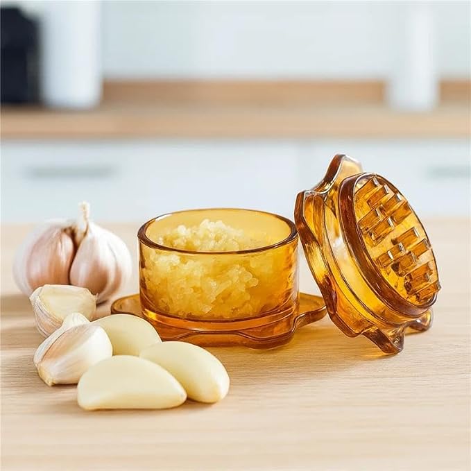 Angel’s Peel Lounge Garlic Mincer, Manual Garlic Grinder for Quick Meal Preparation - Kitchen Tools for Mincing Garlic, Ginger, Herbs, Nuts (Orange)
