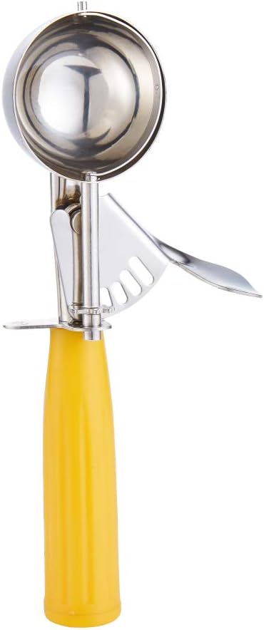 Saebye Portion Scoop - #20 (1.5 oz) - Disher, Cookie Scoop, Ice Cream Scoop - Portion Control - 18/8 Stainless Steel, Yellow Handle, For Cookie, Ice Cream, Meatball, Muffin, Cupcake, Protein Balls