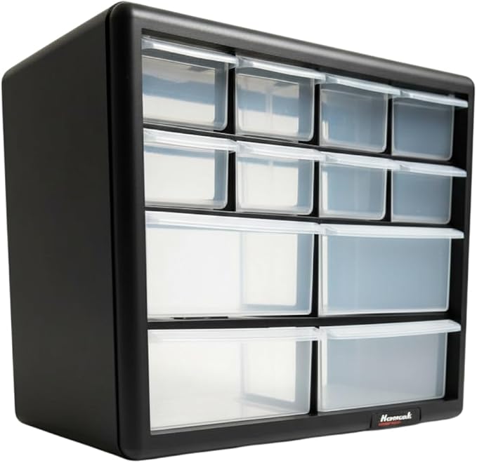 Homak 12-Drawer Parts Organizer, Black, HA01012001