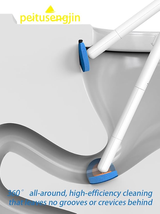 Disposable Toilet Brush, Auto-Ejecting, Includes 48 Enhanced Refills (24 Ocean, 24 Natural), Plus 3 Air-Purifying Scented Rings (Ocean, Rose, Lemon) 360° Dead-Angle-Free Cleaning