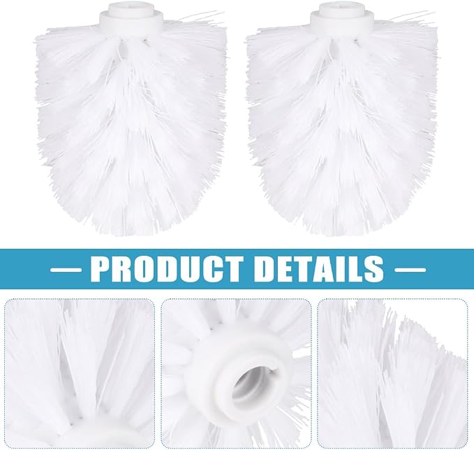 2PCS Toilet Bowl Brush Replacement Head, Toilet Brush Head Replacement with Durable Stiff Bristles, Cleaning Tool for Home Hotel Bathroom (Color:White)