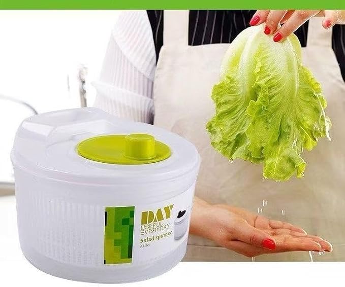 105 OZ Salad Spinner with Bowl, Colander and Built-in Draining System for Fresh, Crisp, Clean Salad and Produce, 3L