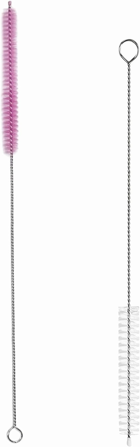 2 Pack Straw Cleaner Brush, Reusable Metal Handles Straw Cleaner Brush Extra Long for Stanley Mug 40, 30, 20 oz, 10mm Wide for Sippy Cup, Water Bottle and Tubes (Clear+Pink)