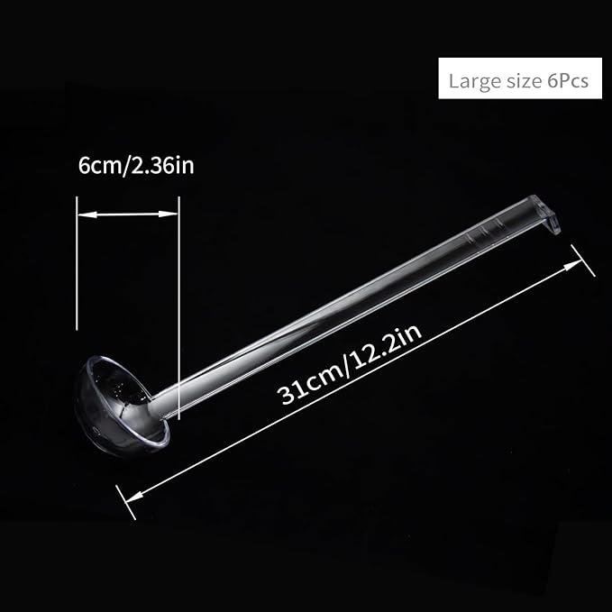 6 Pcs Small Ladle 2 Oz Clear, 13 Inch Mini Ladles for Serving Sauce Soup Dressing, Long Handle Plastic Punch Bowl Ladle for Party Catering