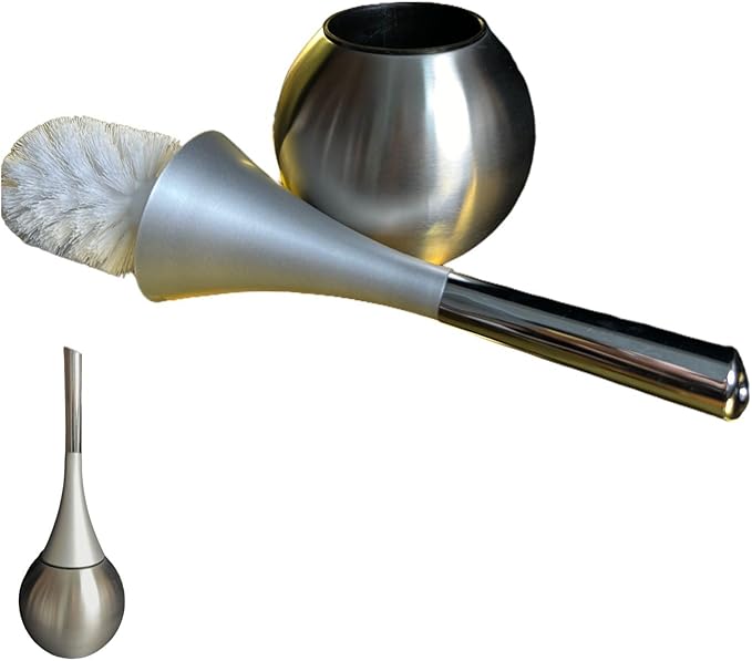 Elegant Toilet Brush Set – Stylish Hammered Design, Durable Handle, Anti-Splash Base, Modern Bathroom Accessories, Easy to Clean & Maintain (Silver Upgrade)