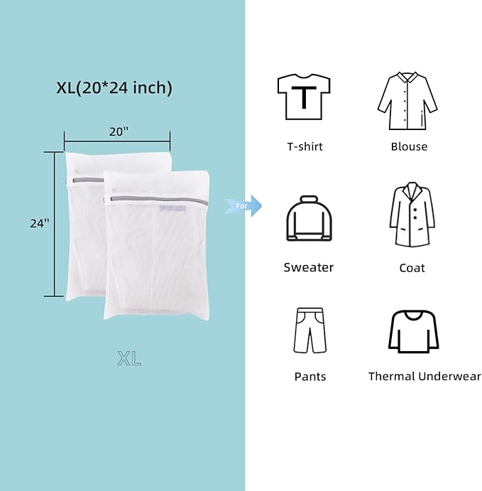 GOGOODA Mesh Laundry Bags for Delicates Durable Protective Wash Bags | Travel Storage Bags for Intimates Lingerie, 2PCS（2XL）